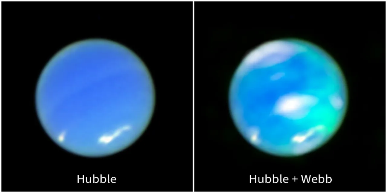 ウェッブ望遠鏡が赤外線でとらえた海王星のオーロラ