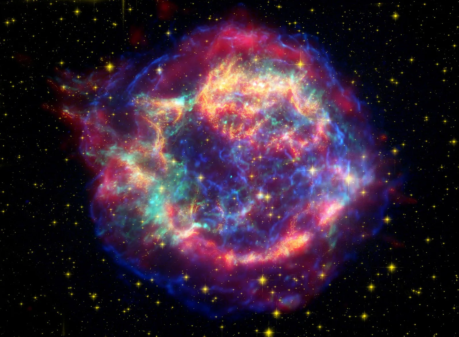 ジェイムズ・ウェッブ宇宙望遠鏡が中間赤外線でとらえた超新星残骸カシオペヤ座A