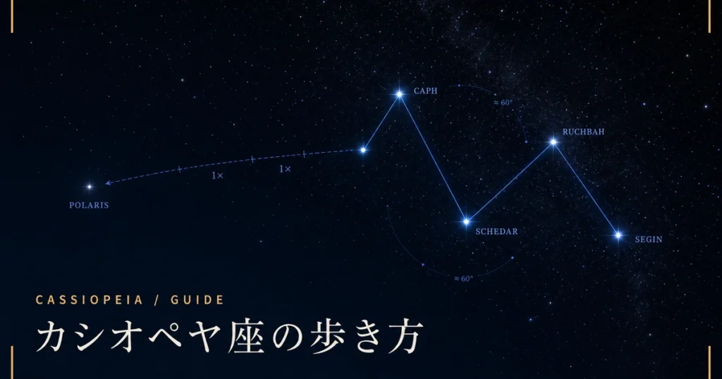 カシオペヤ座はどこに見える？Wの形から北極星を見つける秋の夜空の歩き方