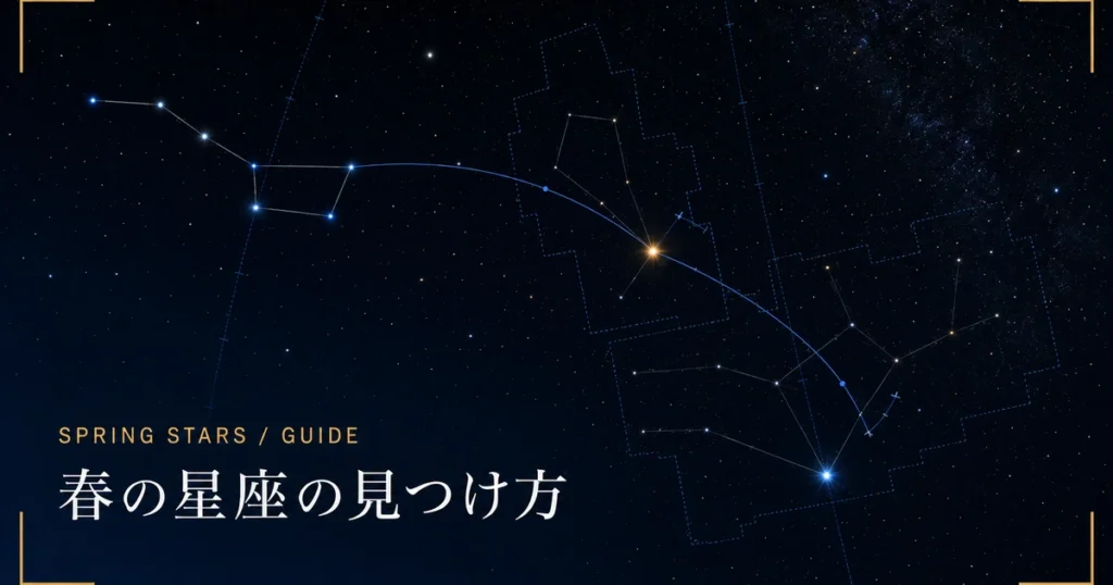 春の星座の見つけ方、北斗七星から春の大曲線をたどって春の大三角へ