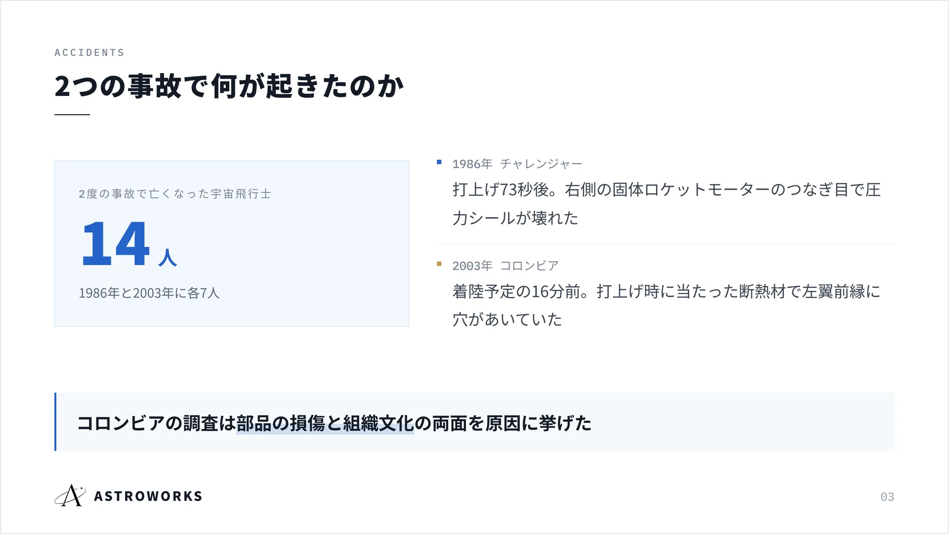 2つの事故で何が起きたのか